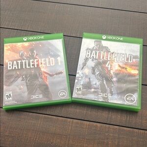 Battlefield 1 & 4 Game Bundle - Green Cases